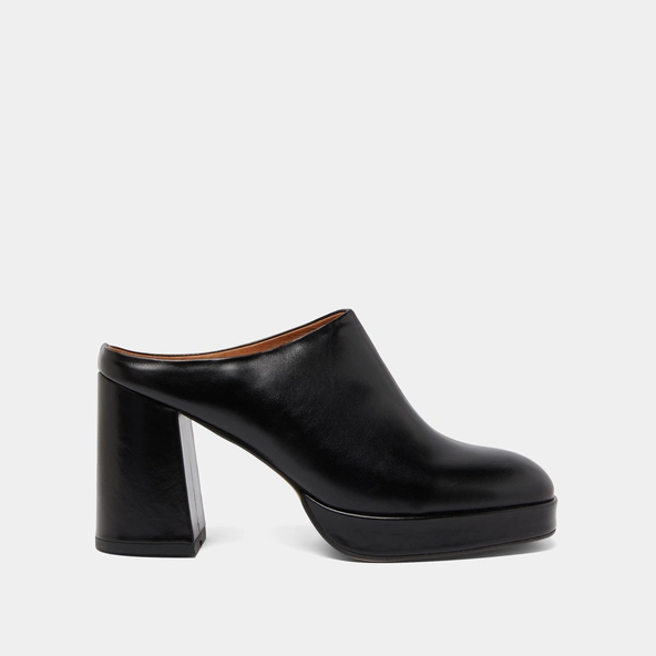 Mules &agrave; talons en cuir noir | VOLCAN | Jonak