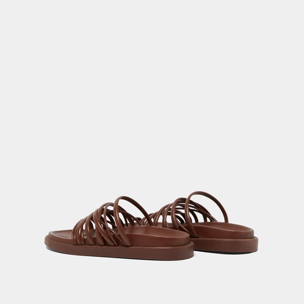 Sandales &agrave; multiples brides en cuir marron | WALKMAN | Jonak