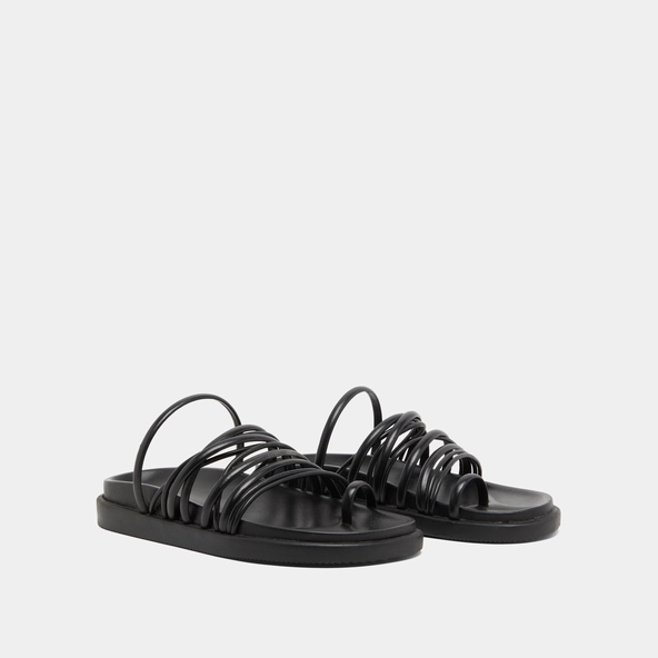 Sandales &agrave; multiples brides en cuir noir | WALKMAN | Jonak