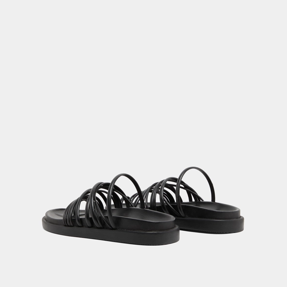 Sandales &agrave; multiples brides en cuir noir | WALKMAN | Jonak