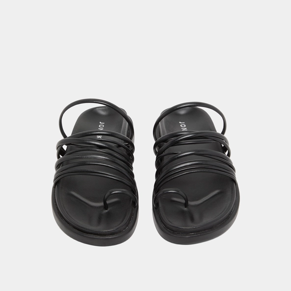 Sandales &agrave; multiples brides en cuir noir | WALKMAN | Jonak