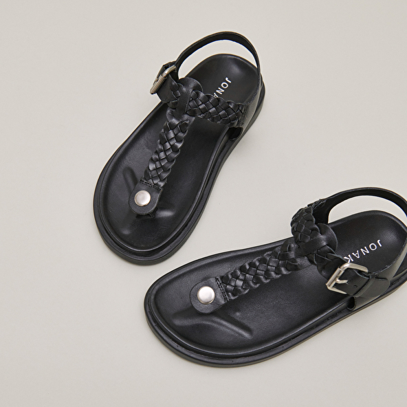 Sandales à boucles en cuir noir | WESTIN | Jonak