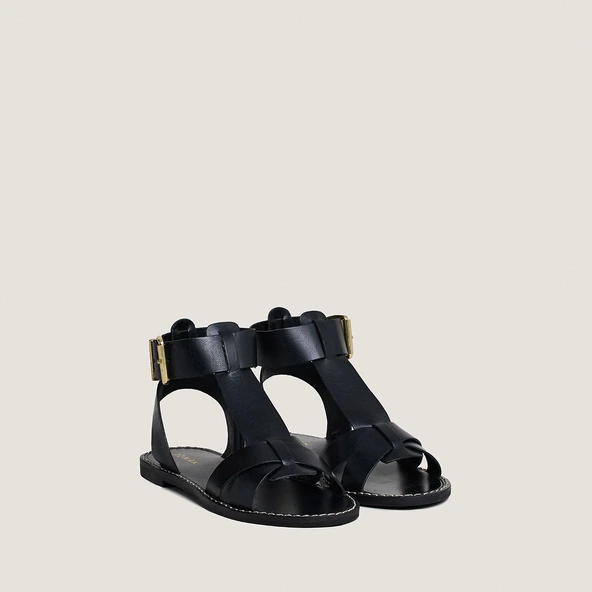 Sandales à boucles et brides en cuir noir | WHISPER | Jonak