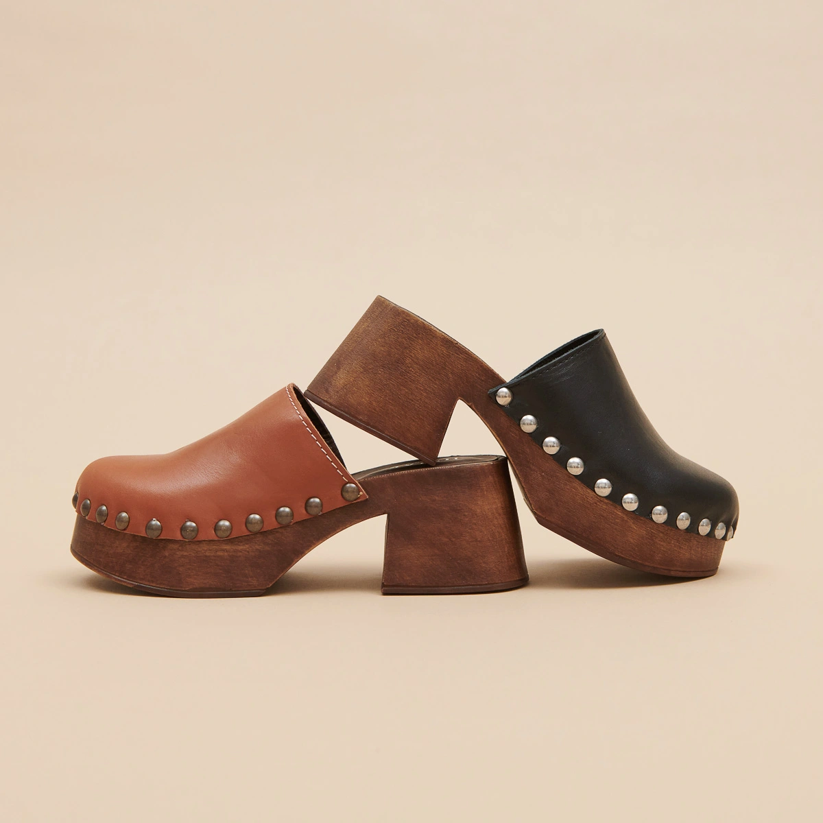 Mules à plateformes en cuir cognac | ELLIOT | Jonak