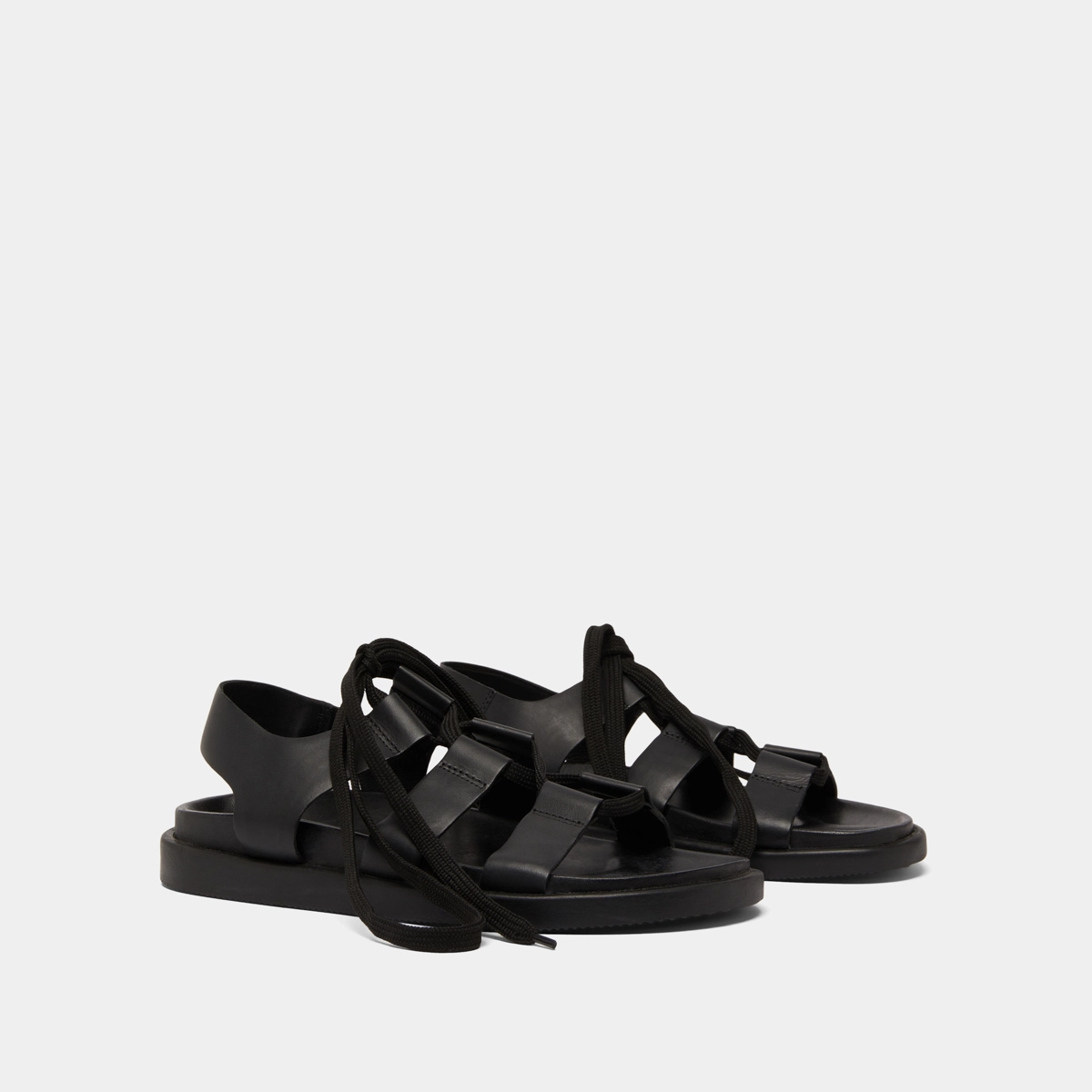 Sandales à multiples brides et lacets en cuir noir | WELLINGTON | Jonak