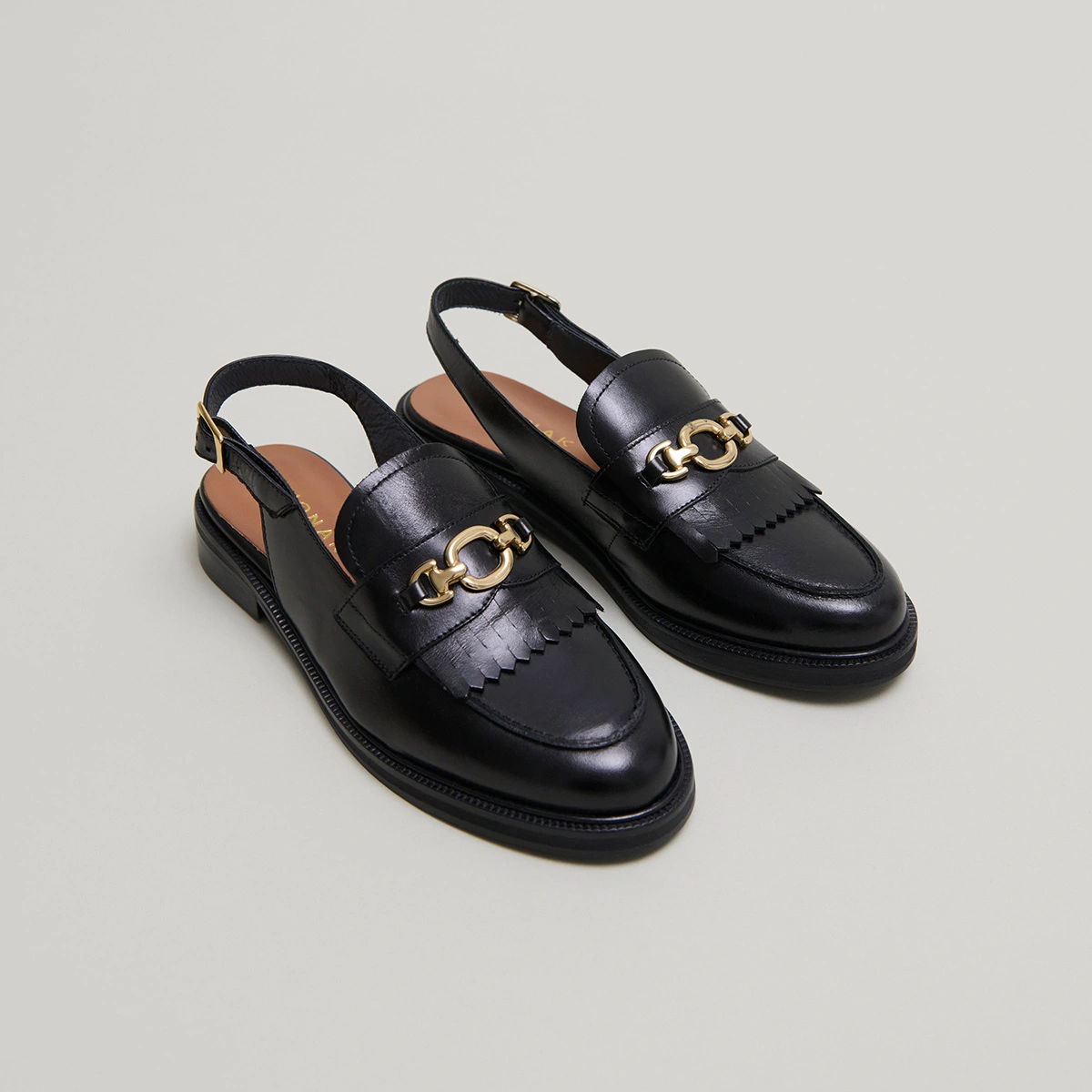Mocassins à bouts arrières ouverts en cuir noir | DELPHY | Jonak