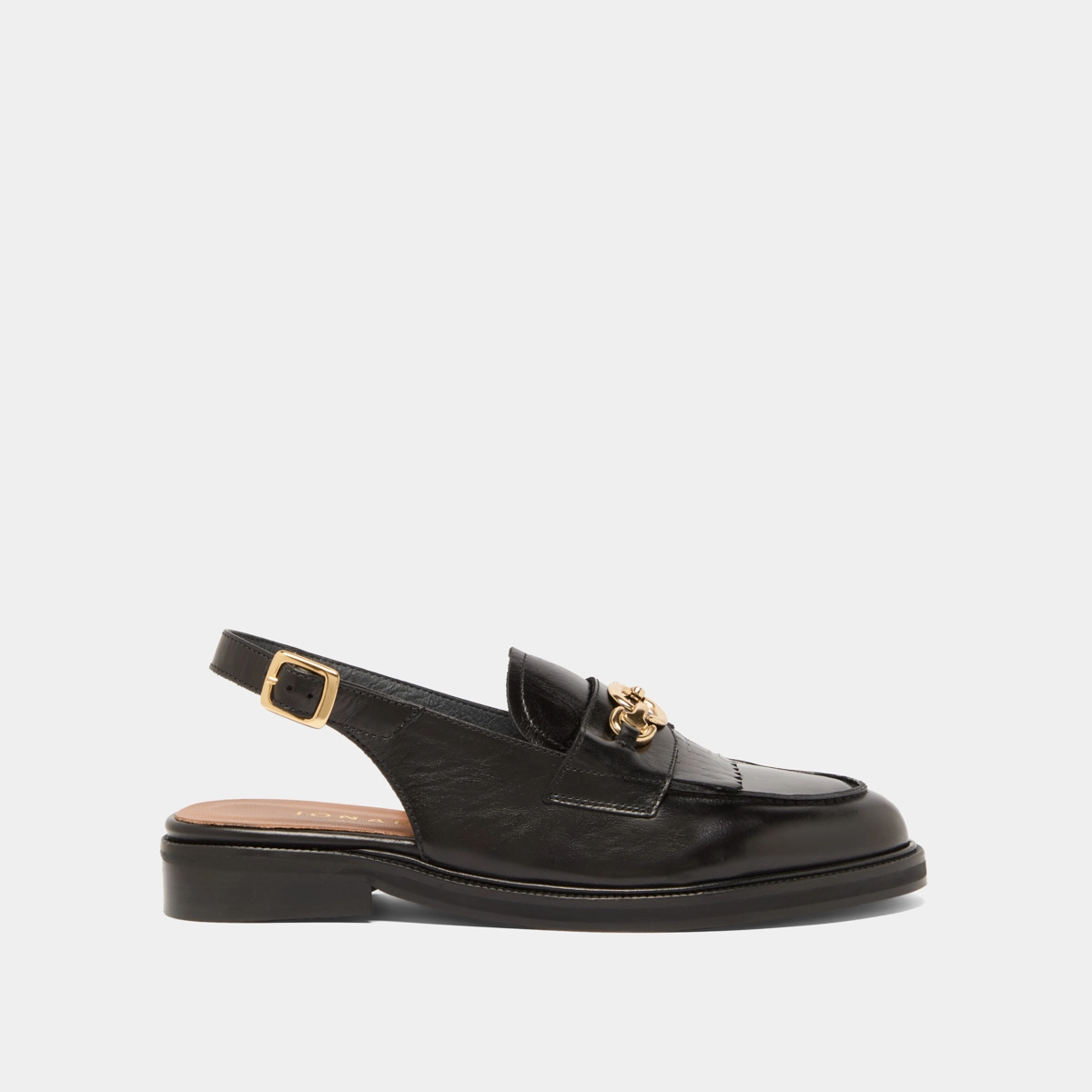 Mocassins à bouts arrières ouverts en cuir noir | DELPHY | Jonak