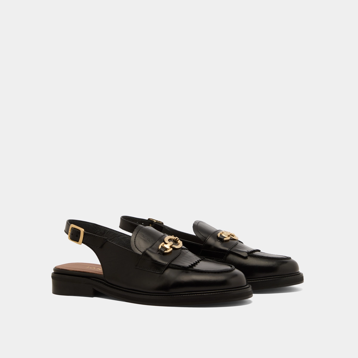 Mocassins à bouts arrières ouverts en cuir noir | DELPHY | Jonak
