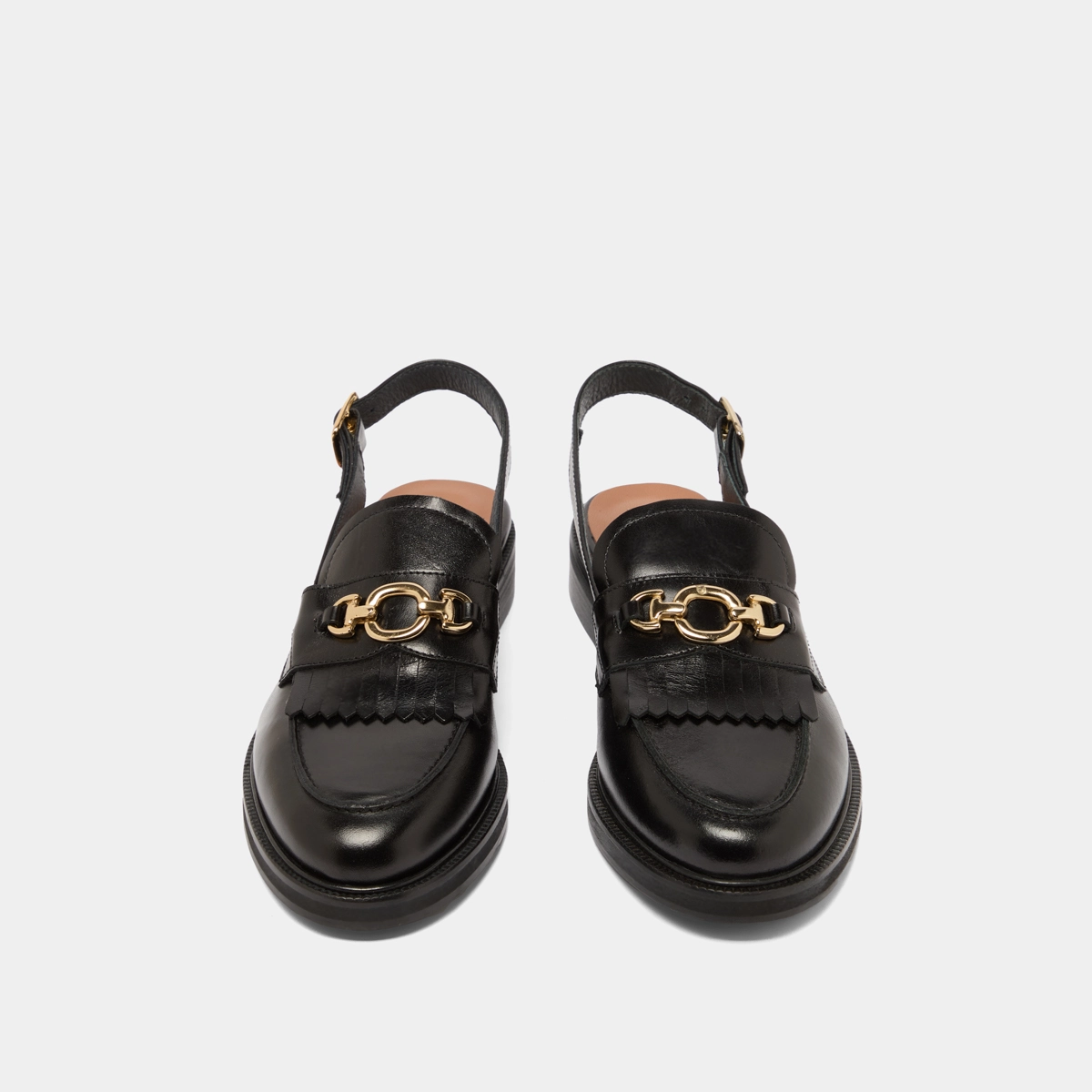 Mocassins à bouts arrières ouverts en cuir noir | DELPHY | Jonak