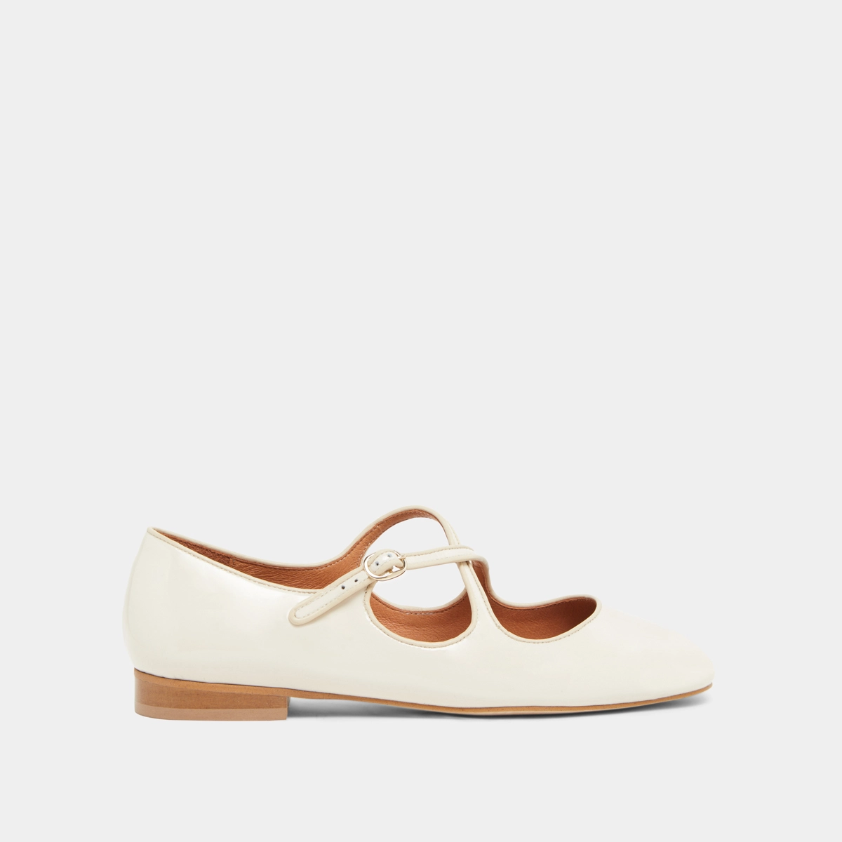 Ballerines à brides entrecroisées en vernis et cuir écrus | DUCKY | Jonak