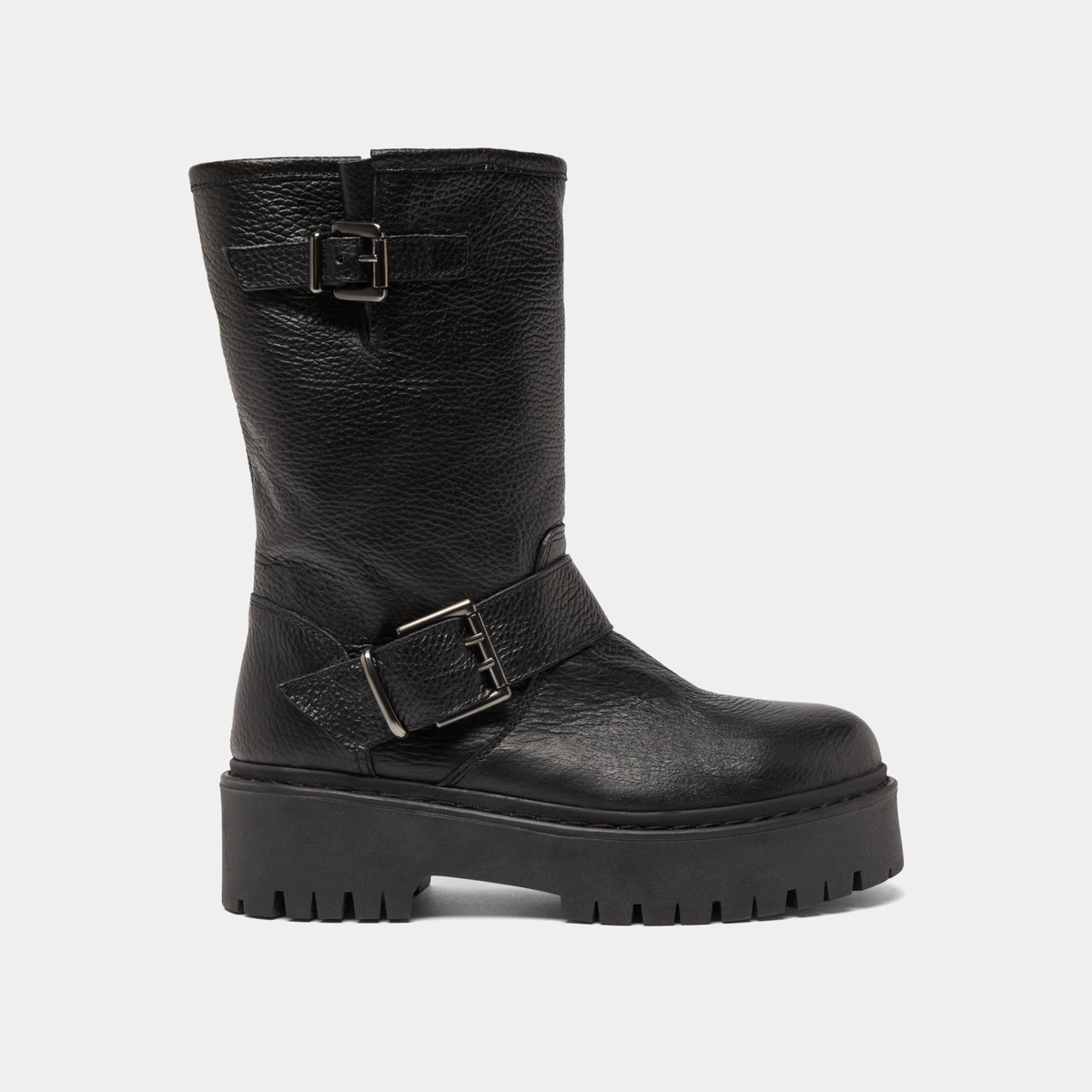 Bottes avec boucles en cuir grainé noir | RICCARDO | Jonak