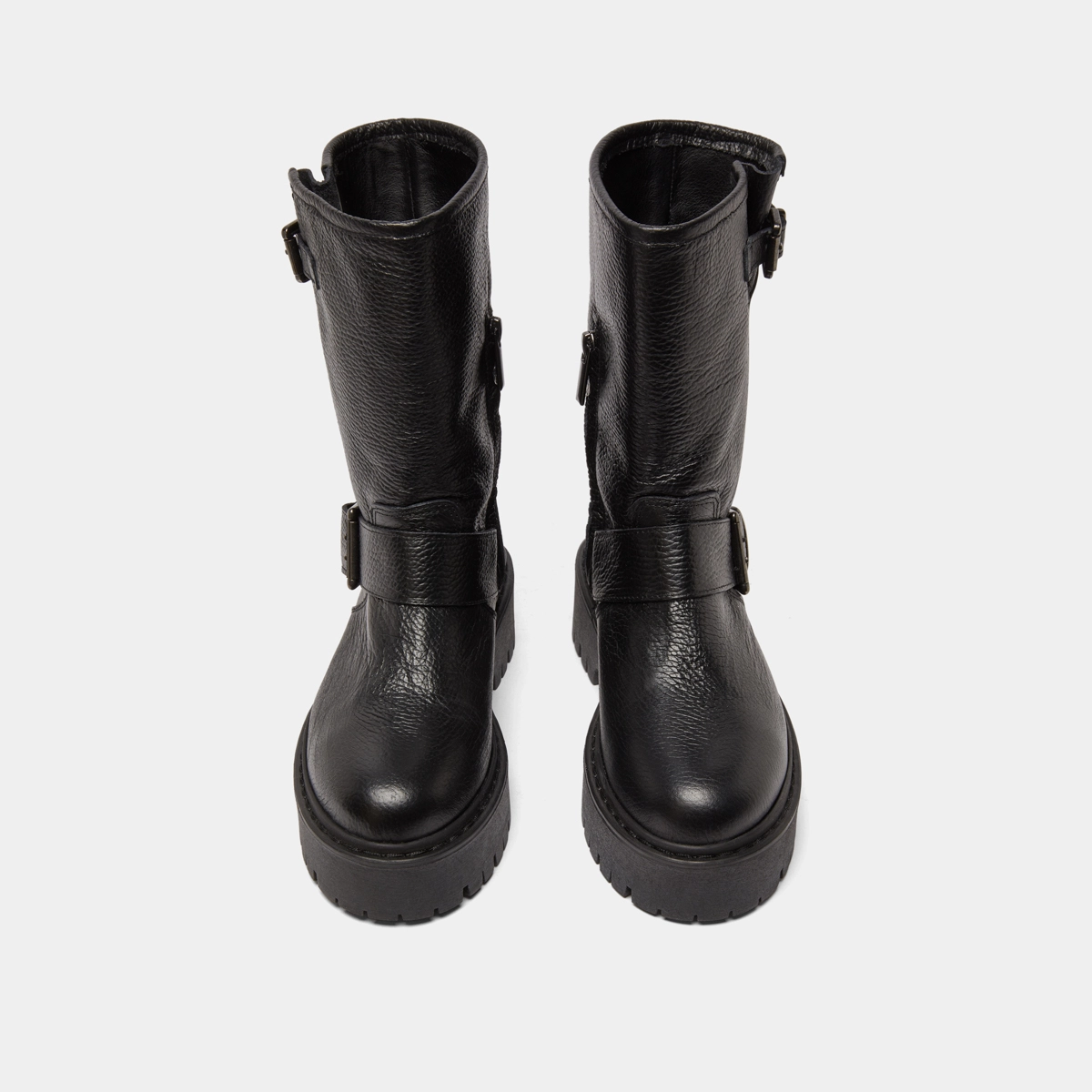 Bottes avec boucles en cuir grainé noir | RICCARDO | Jonak