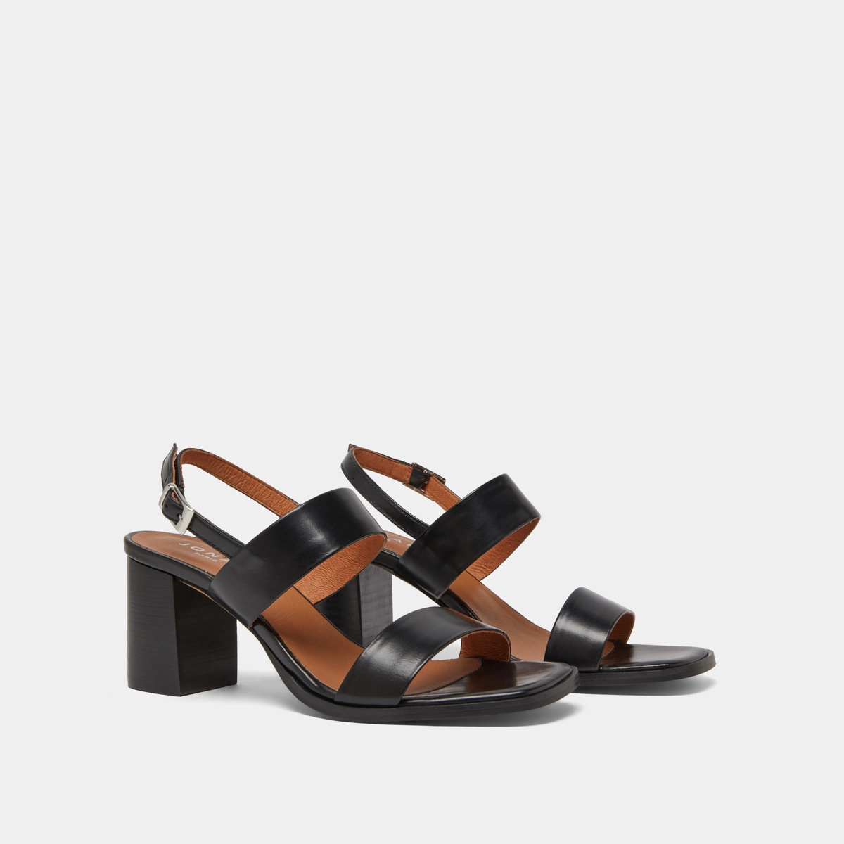 Sandales à talons en cuir noir | VALMONT | Jonak