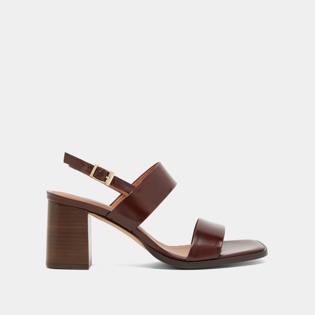 Sandales &agrave; talons en cuir glac&eacute; cognac | VALMONT | Jonak