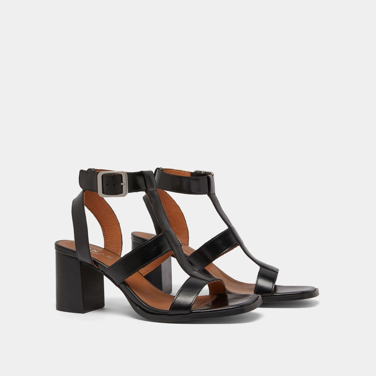 Sandales &agrave; talons en cuir noir | VILMA | Jonak