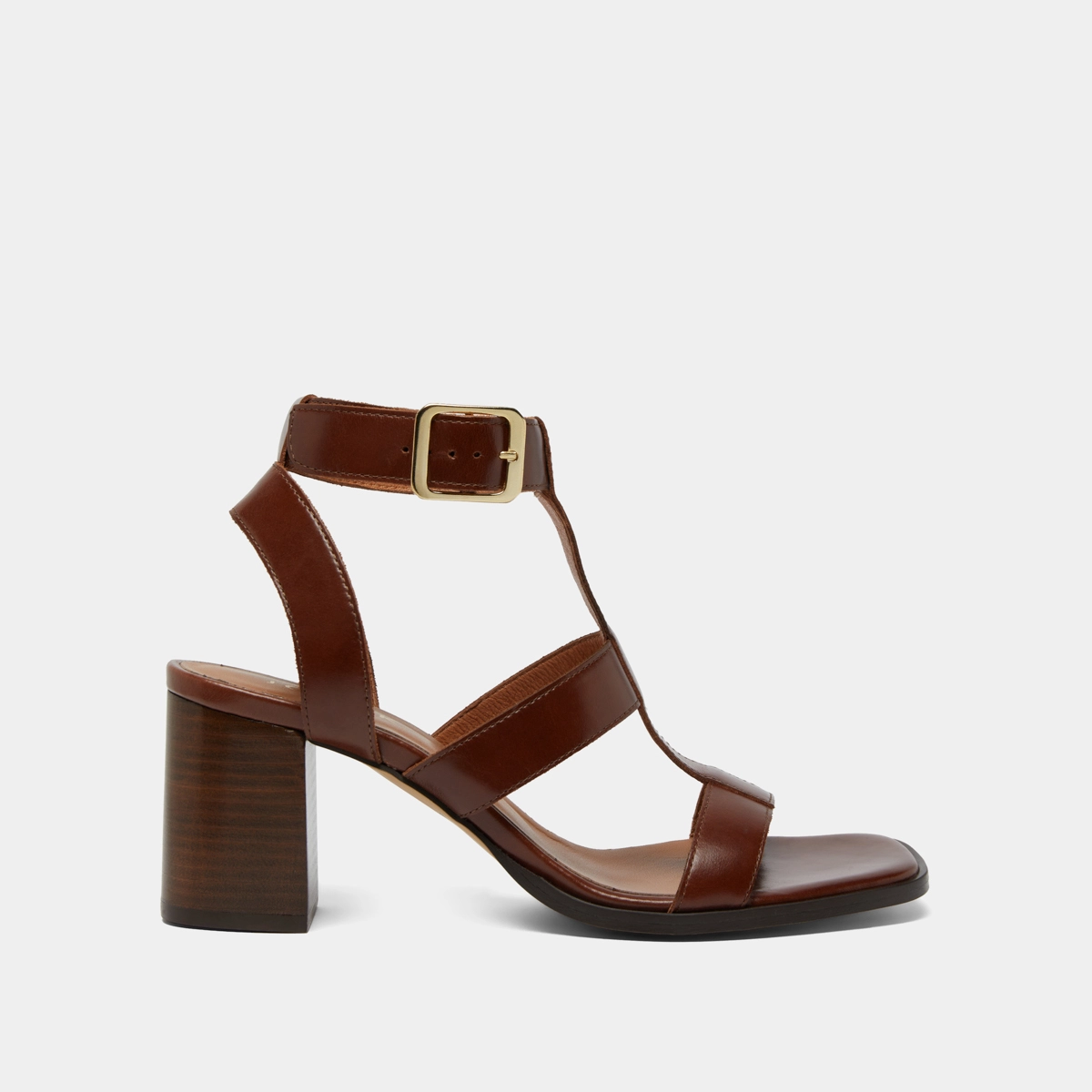 Sandales &agrave; talons en cuir marron | VILMA | Jonak