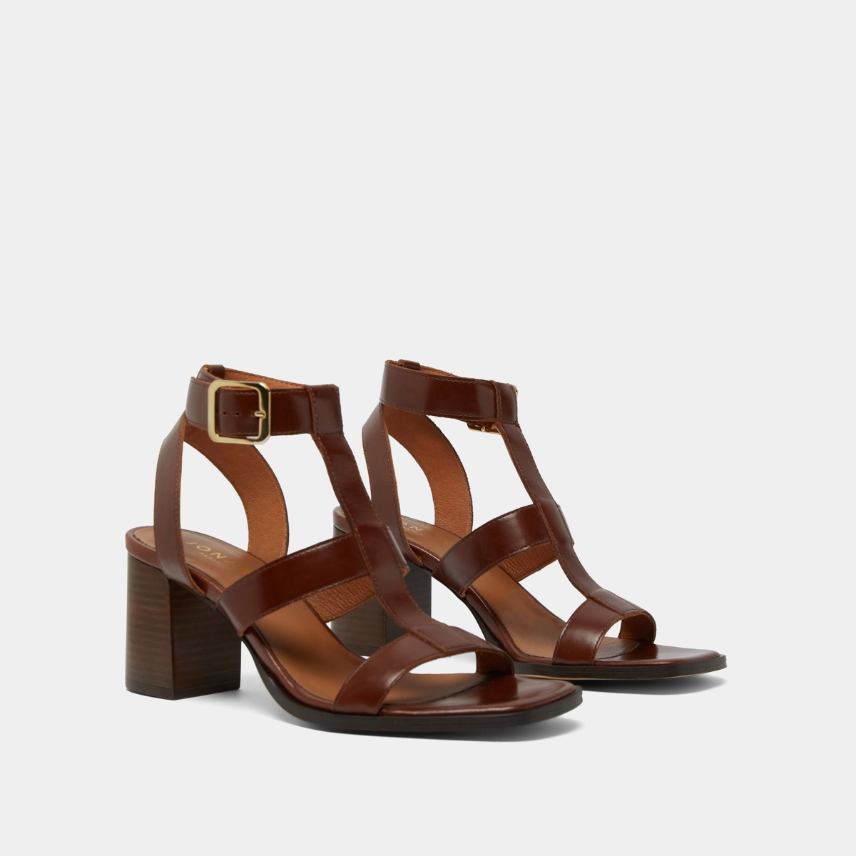 Sandales &agrave; talons en cuir marron | VILMA | Jonak