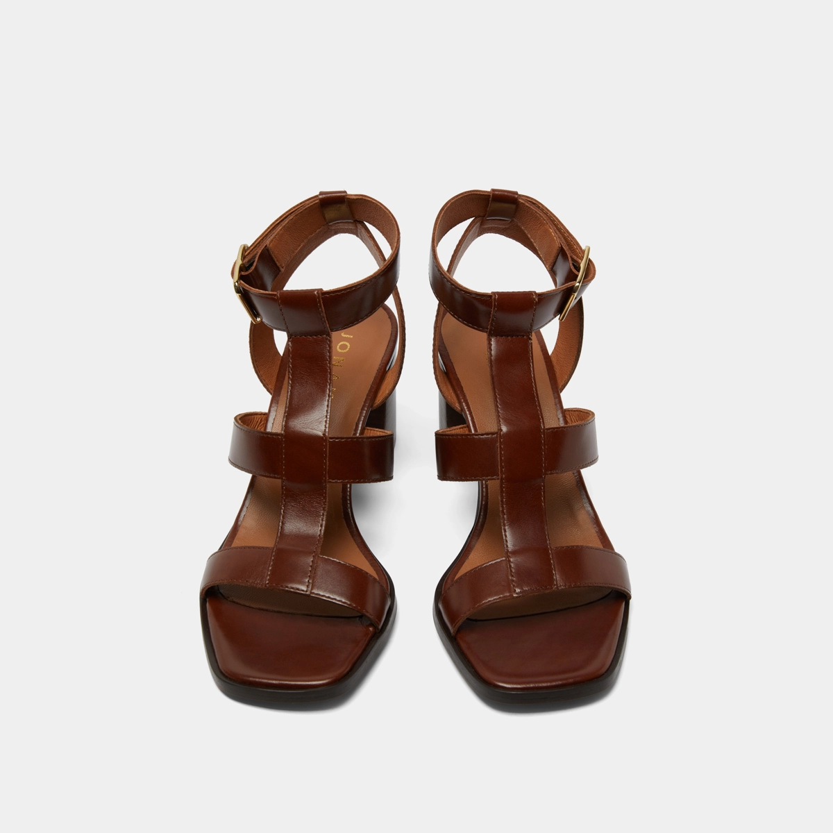 Sandales &agrave; talons en cuir marron | VILMA | Jonak