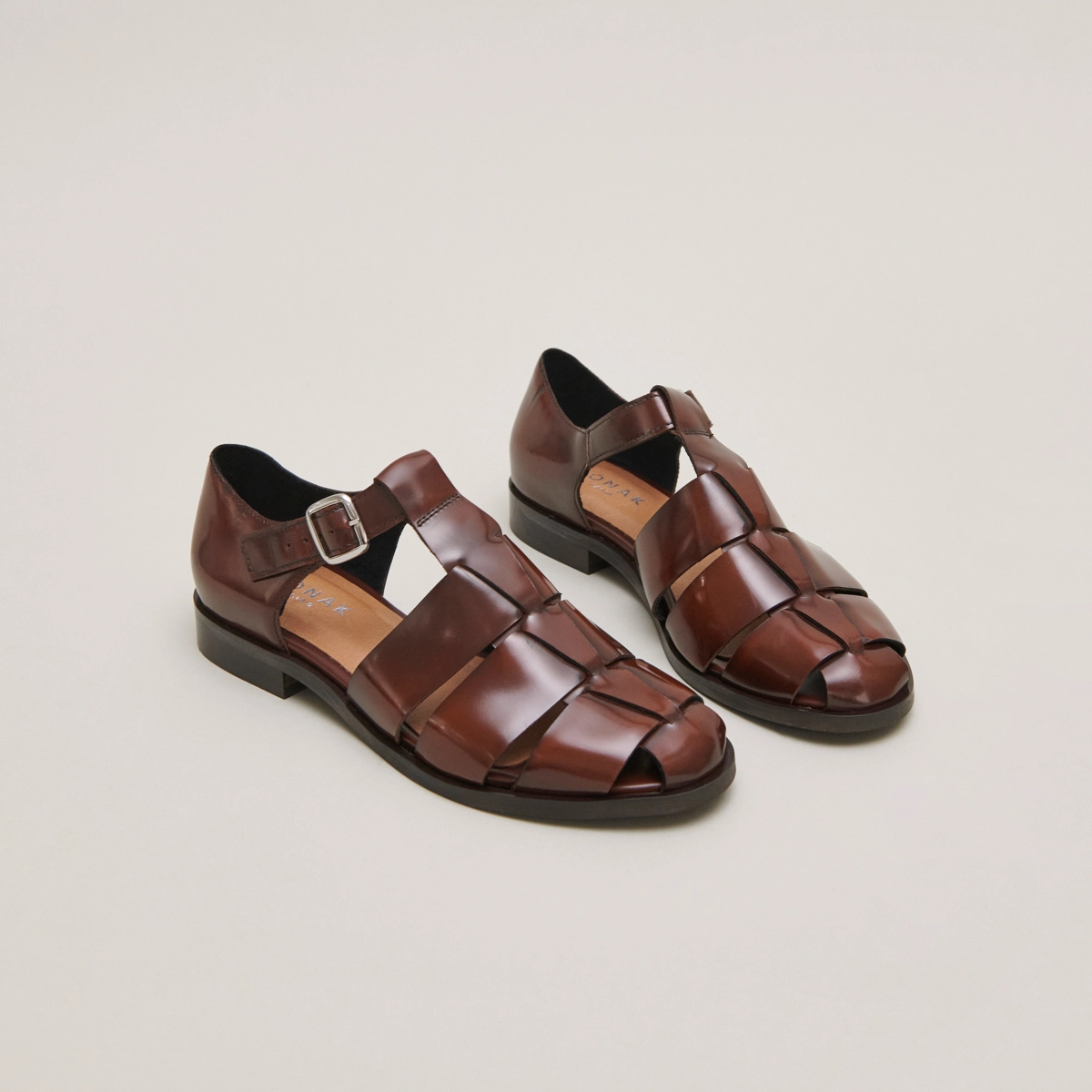 Sandales en cuir glacé marron | AGOSTA | Jonak
