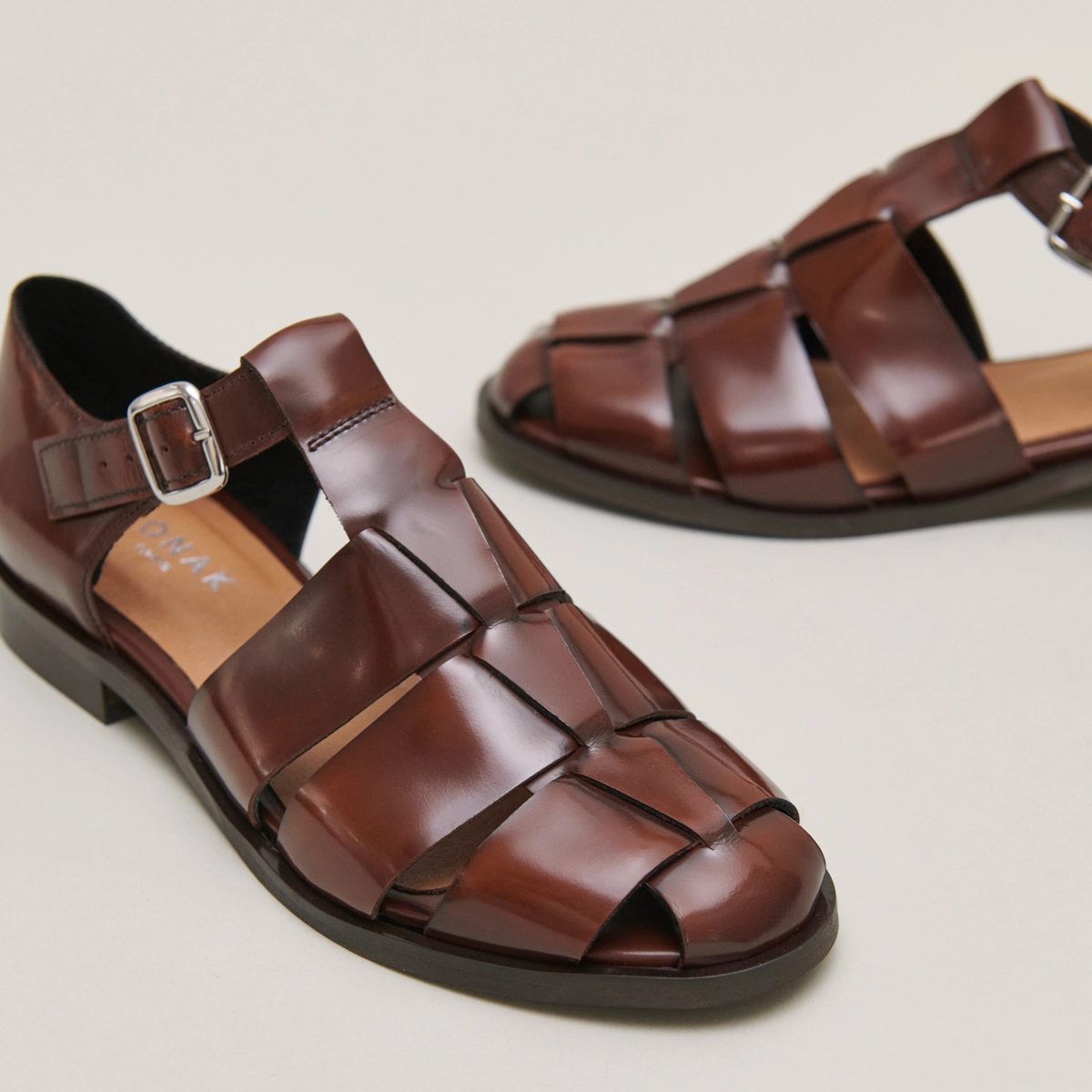 Sandales en cuir glacé marron | AGOSTA | Jonak