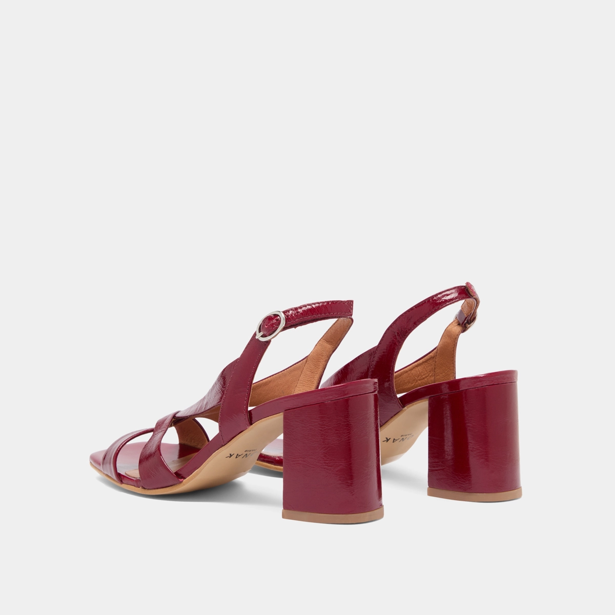 Sandales &agrave; talons en cuir brillant rouge carmin | VANITY | Jonak
