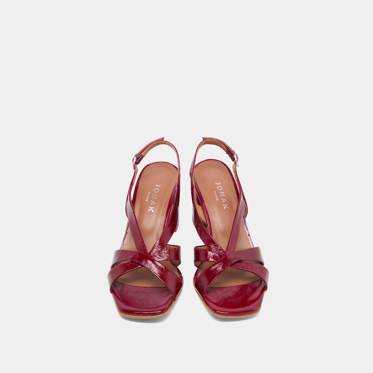 Sandales &agrave; talons en cuir brillant rouge carmin | VANITY | Jonak
