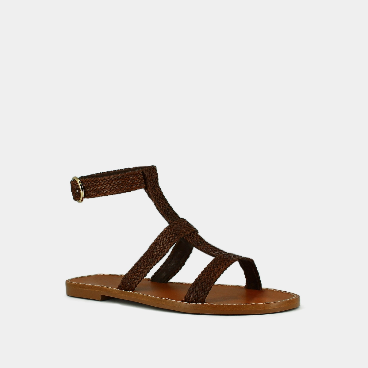 Plagettes à brides en tresse textile marron | LOGAN | Jonak