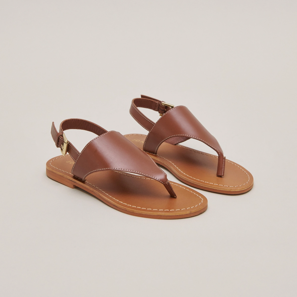 Nu-pieds à brides arrières en cuir cognac | WADE | Jonak