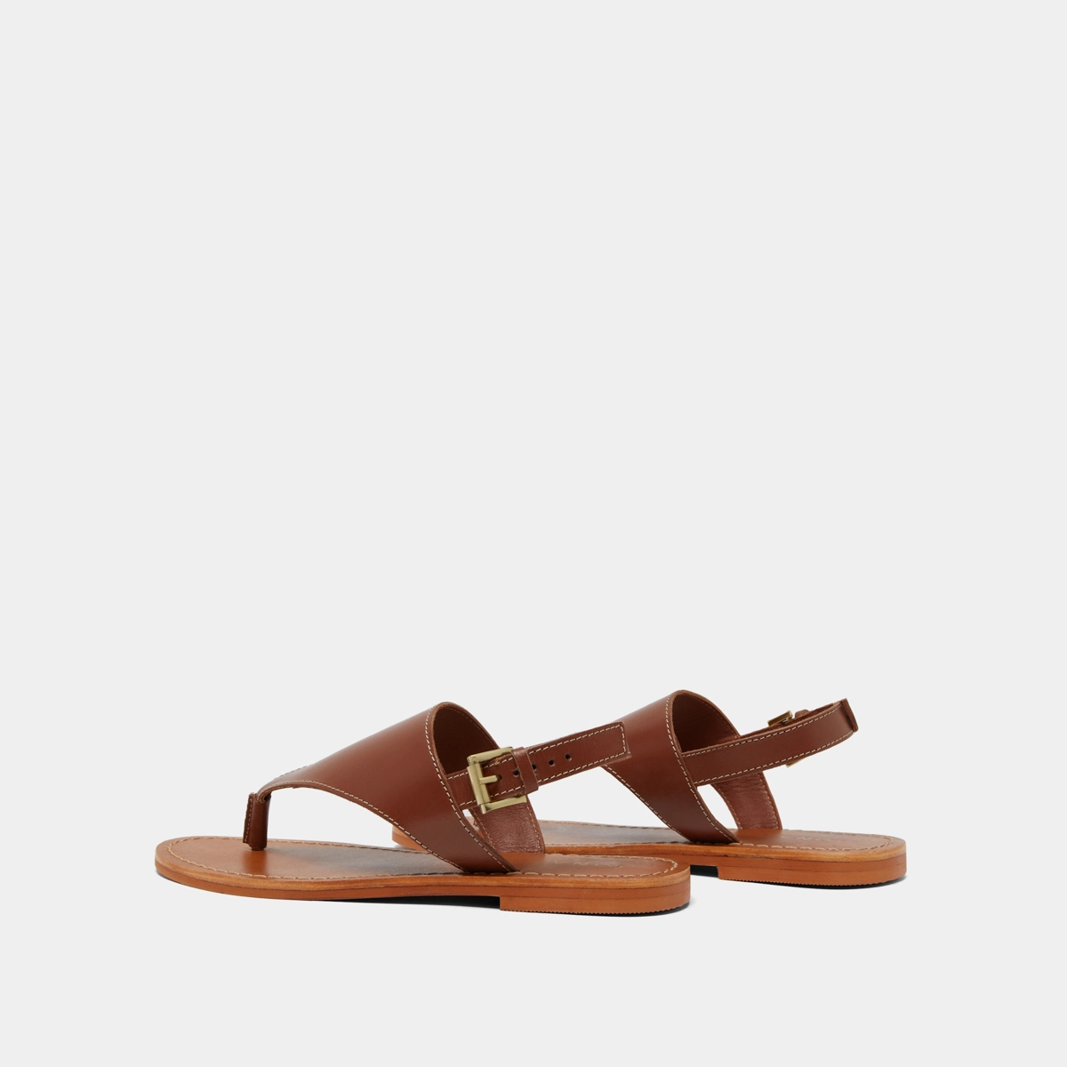 Nu-pieds à brides arrières en cuir cognac | WADE | Jonak