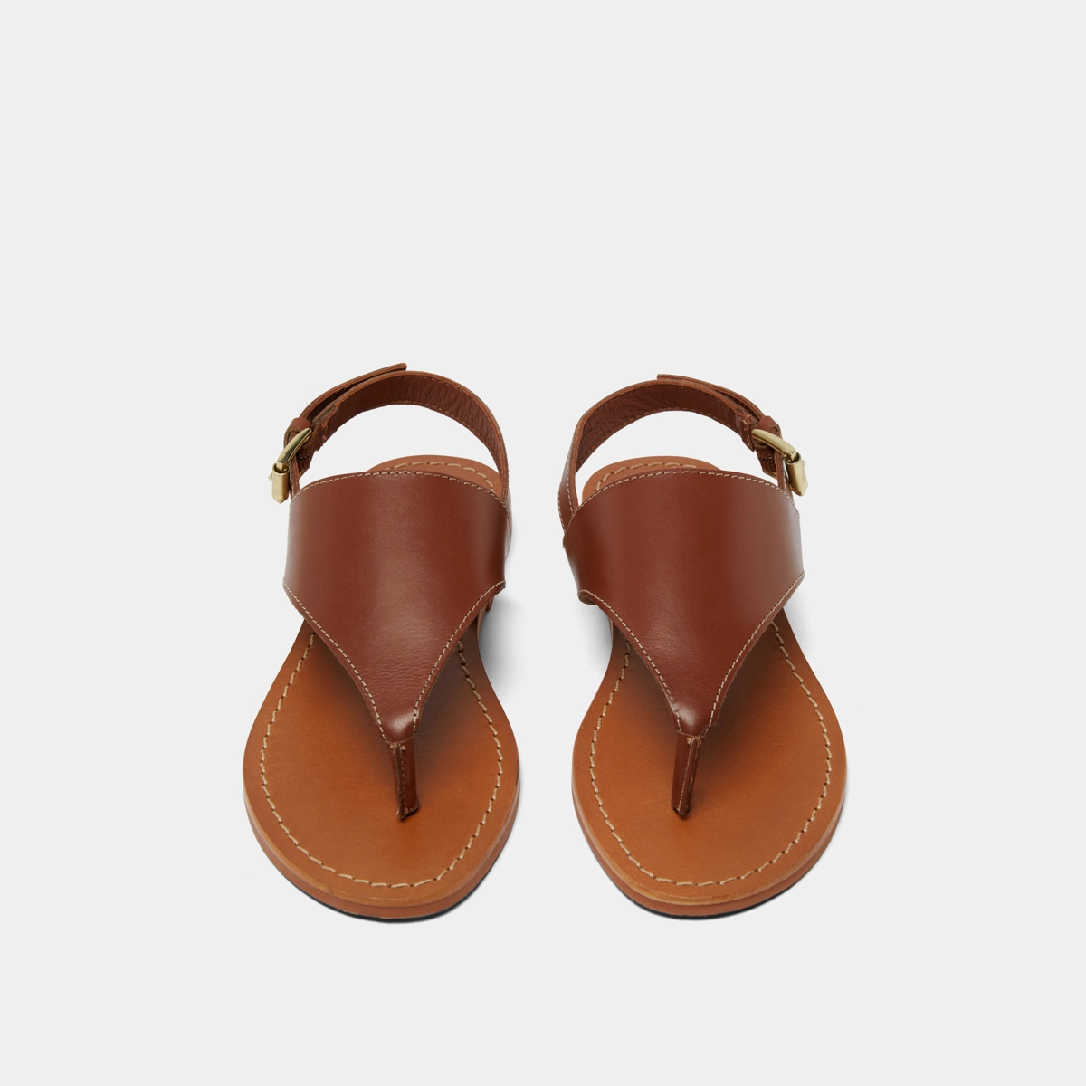 Nu-pieds à brides arrières en cuir cognac | WADE | Jonak