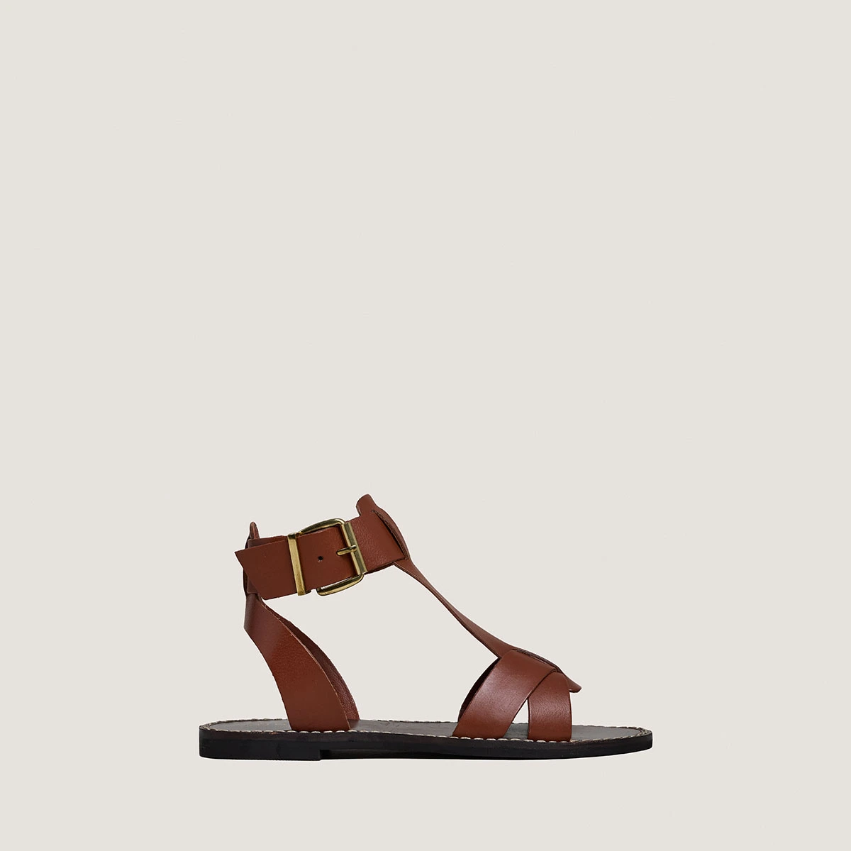 Sandales &agrave; boucles et brides en cuir cognac | WHISPER | Jonak