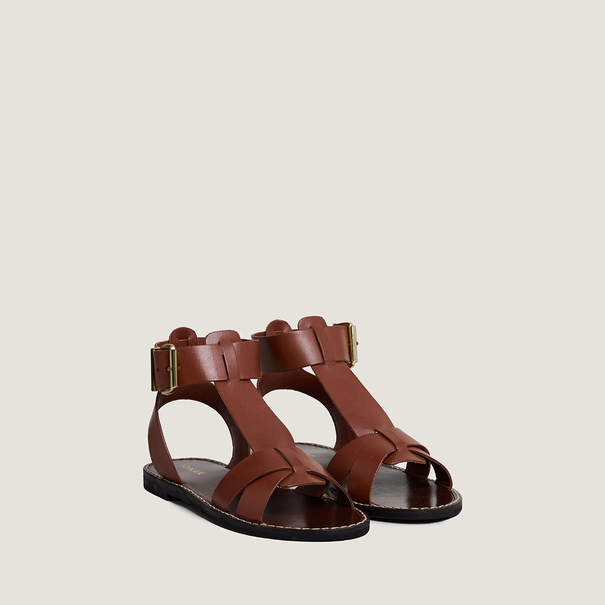 Sandales &agrave; boucles et brides en cuir cognac | WHISPER | Jonak
