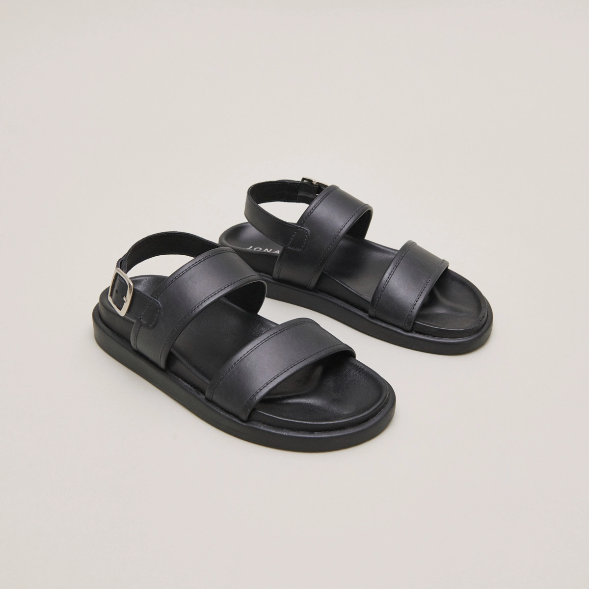 Sandales à doubles lanières en cuir noir | WICHITA | Jonak