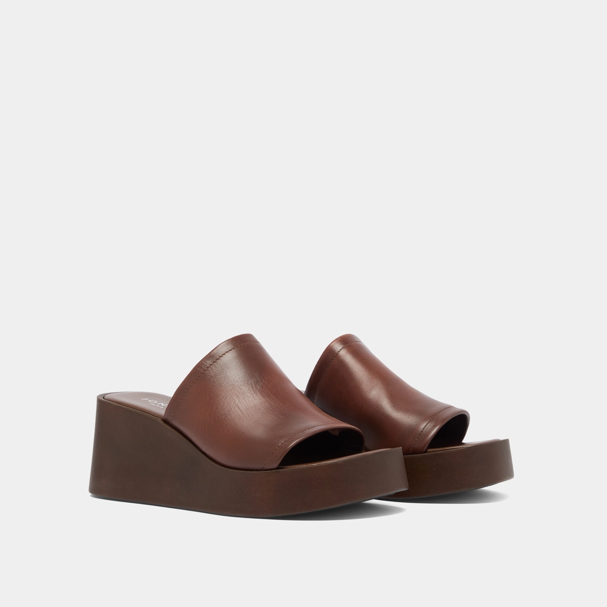 Mules compensées en cuir marron foncé | EUGENE | Jonak