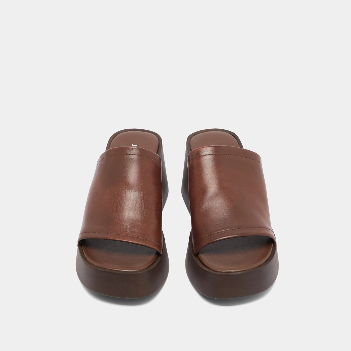Mules compensées en cuir marron foncé | EUGENE | Jonak