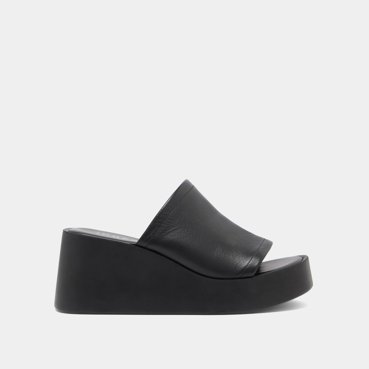 Mules compensées en cuir noir | EUGENE | Jonak