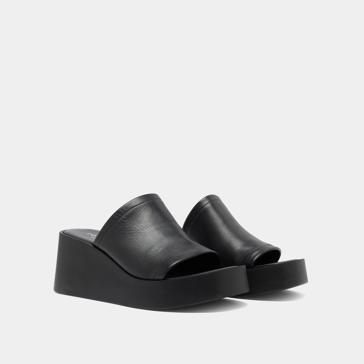 Mules compensées en cuir noir | EUGENE | Jonak