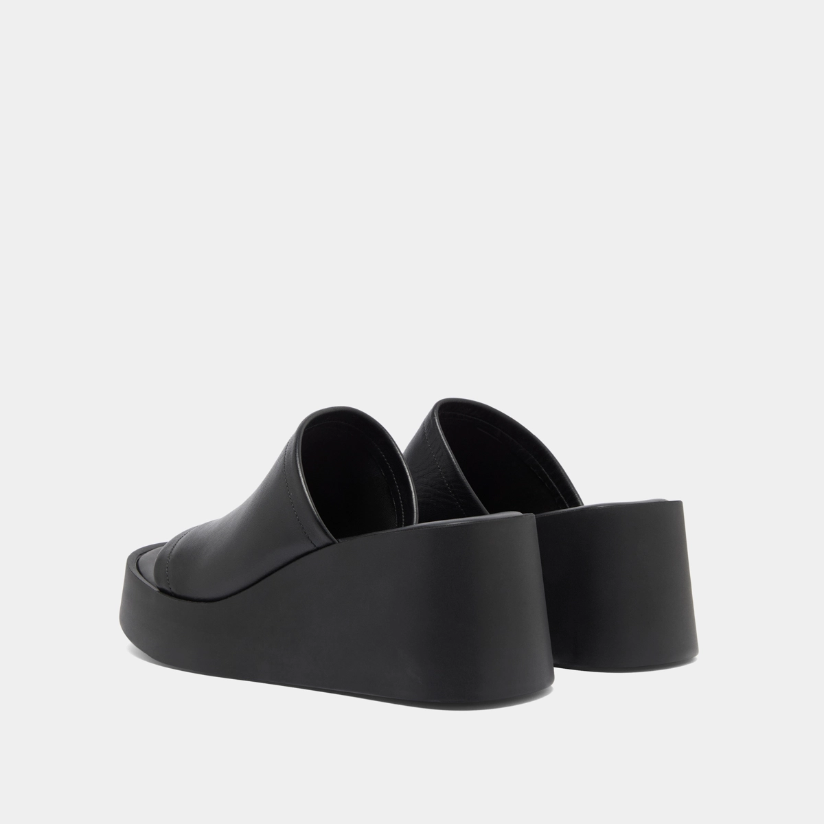 Mules compensées en cuir noir | EUGENE | Jonak
