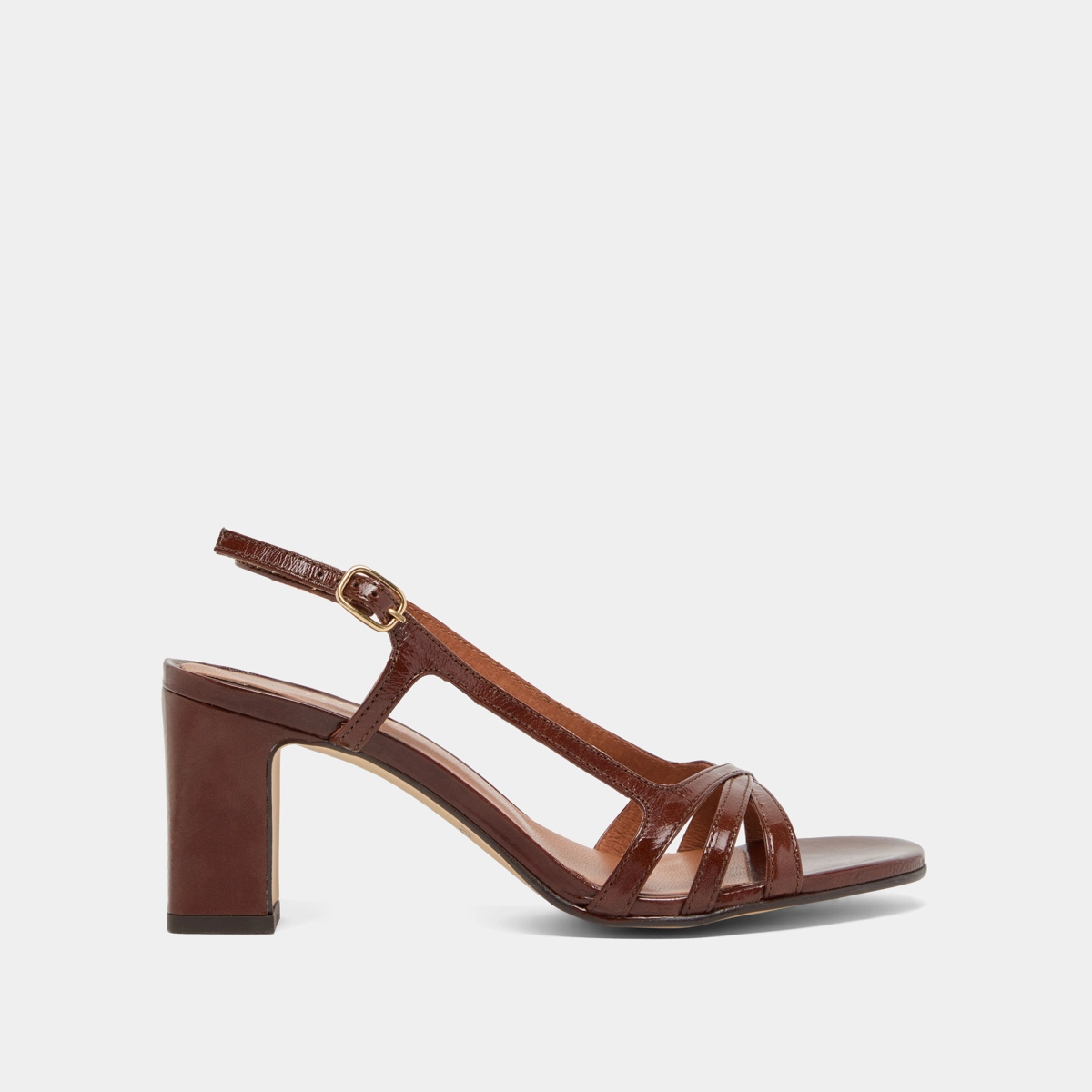 Sandales à hauts talons en cuir brillant marron | VAIANA | Jonak