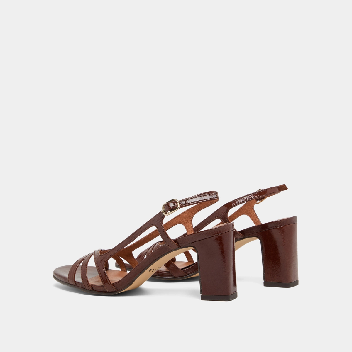 Sandales à hauts talons en cuir brillant marron | VAIANA | Jonak