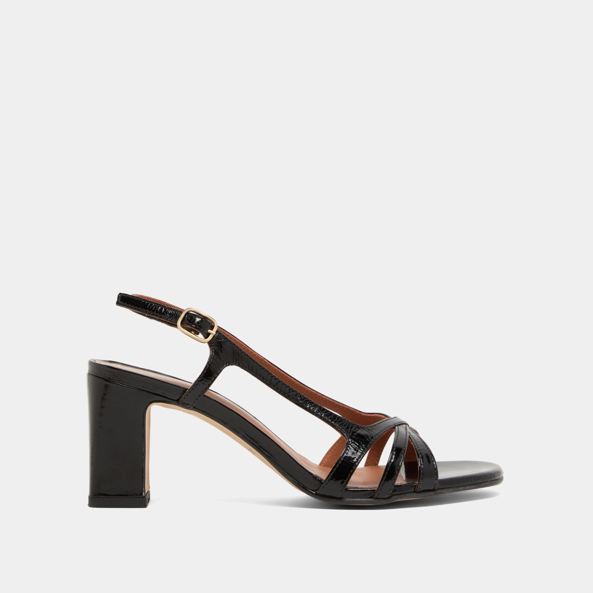 Sandales à hauts talons en cuir brillant noir | VAIANA | Jonak