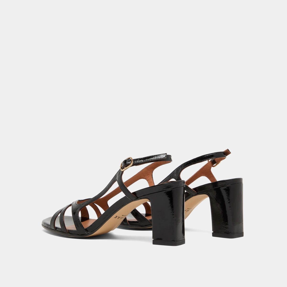 Sandales à hauts talons en cuir brillant noir | VAIANA | Jonak
