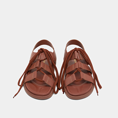 Sandales à multiples brides et lacets en cuir cognac | WELLINGTON | Jonak