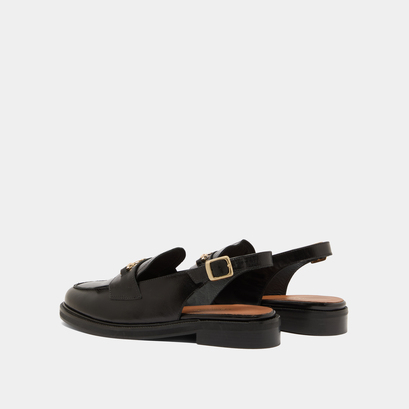 Mocassins à bouts arrières ouverts en cuir noir | DELPHY | Jonak