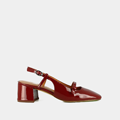 Slingbacks à talons et bouts carrés en vernis rouge carmin | DARIO | Jonak
