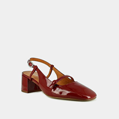 Slingbacks à talons et bouts carrés en vernis rouge carmin | DARIO | Jonak