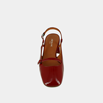 Slingbacks à talons et bouts carrés en vernis rouge carmin | DARIO | Jonak