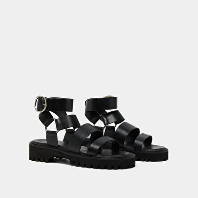 Sandales à plateformes et boucles en cuir noir | WELL | Jonak