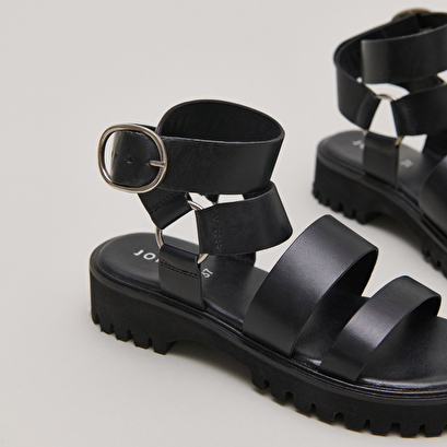 Sandales à plateformes et boucles en cuir noir | WELL | Jonak