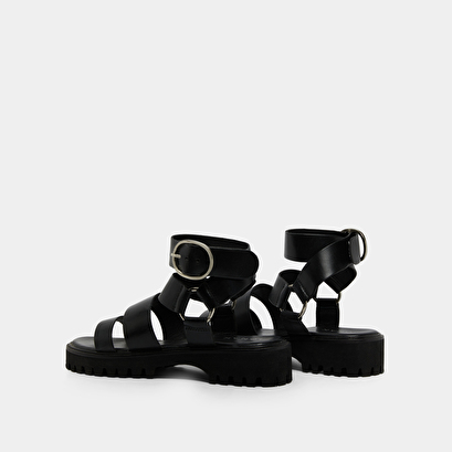 Sandales à plateformes et boucles en cuir noir | WELL | Jonak